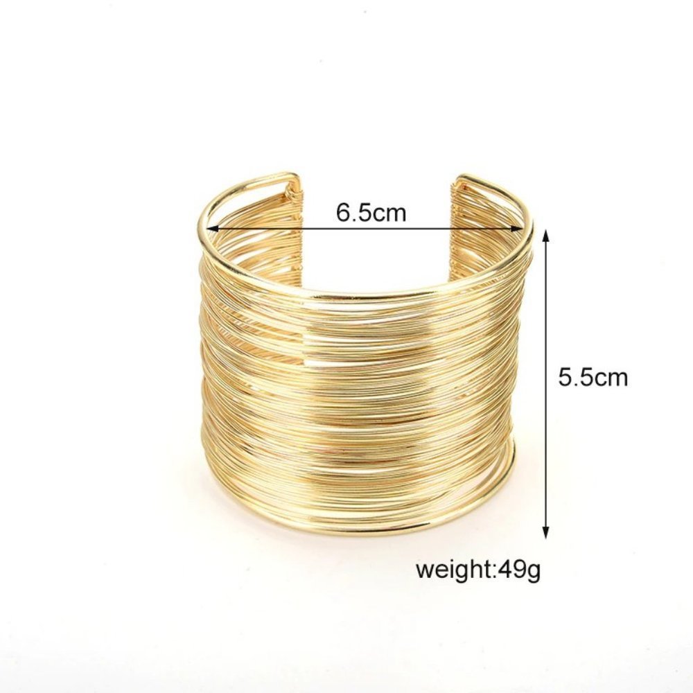 ❤️ NEW Gold-tone Wire Wrap Cuff Bracelet 2 1/4" Show Stopper - Picture 8 of 9